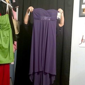 Plum Purple high/low bridesmaids dress. Classic New.